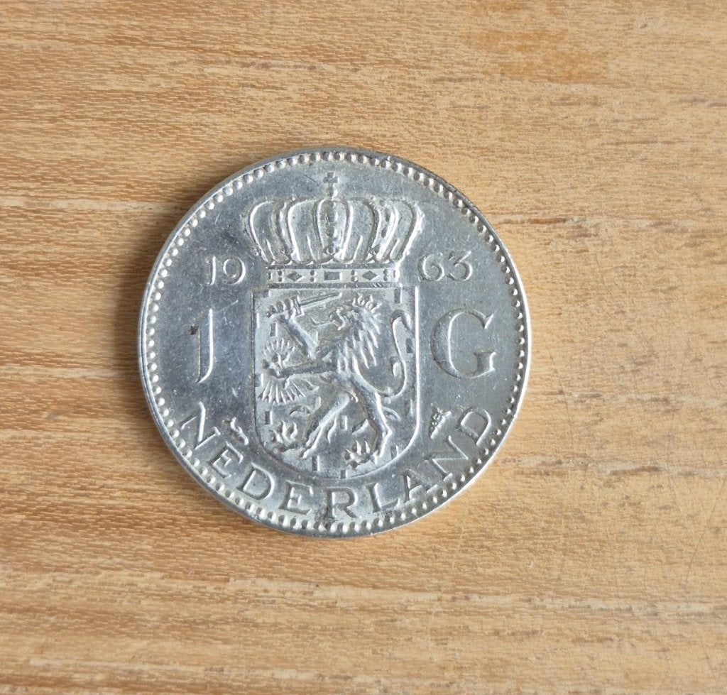 1 gulden 1963 Juliana Zilver Bieden via marktplaats, Koningin Juliana, Verzenden, Zilver, Losse munt
