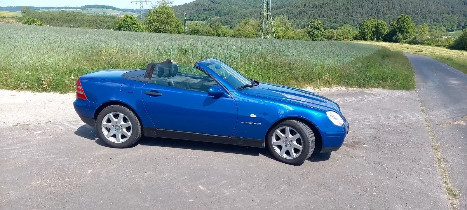 Mercedes-Benz Slk 230 Kompr Roadster AUT 1997 Blauw, Auto's, Automaat, Achterwielaandrijving, Zwart, Cabriolet