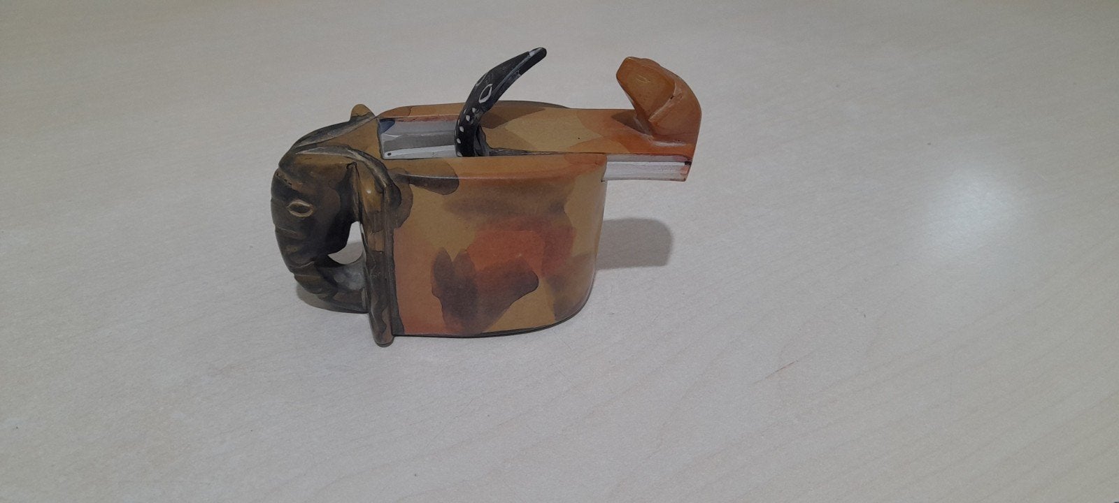 Vintage  olifant doosje - handgesneden, Ophalen of Verzenden