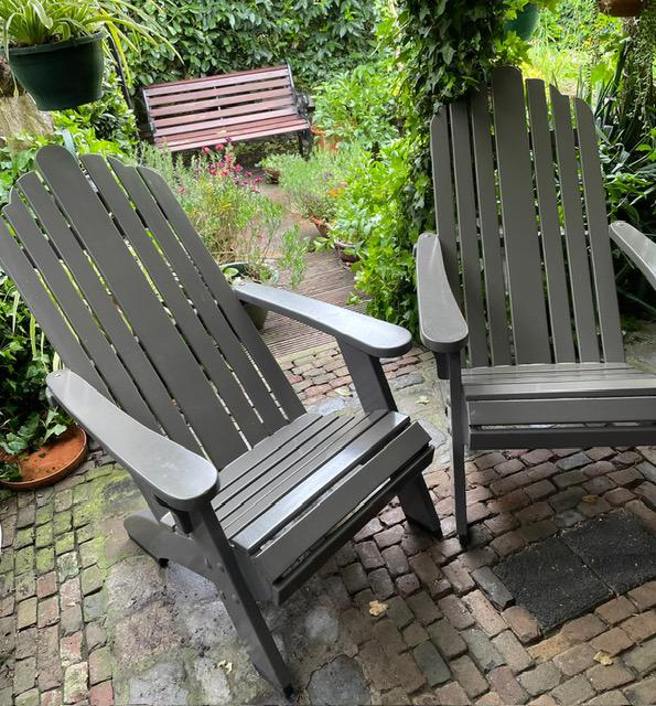 Set van 2 hardhouten deckchairs, Tuin en Terras, Ophalen, Gebruikt, Hout