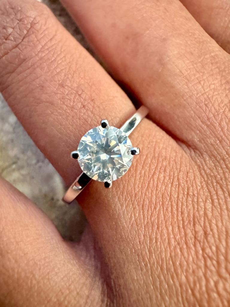 Verlovingsring 14k WitGoud -natuurlijke diamant 1,01ct NIEUW, Wit, Nieuw, Ophalen of Verzenden, 17 tot 18