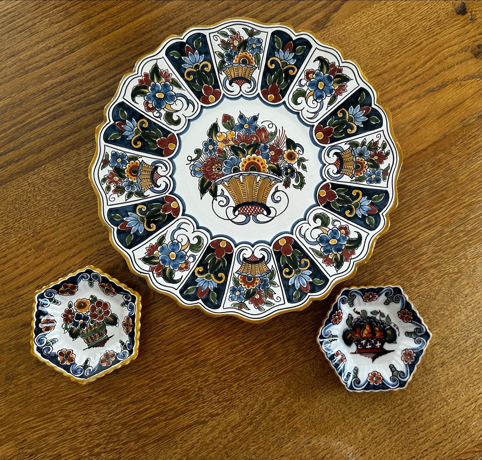 Makkum Aardewerk Wandborden Set - Bloem- en Fruitmotieven, Ophalen