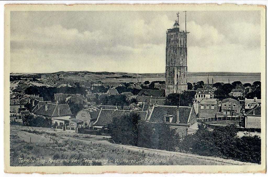 Terschelling-Panorama West Terschelling m. Vuurtoren, Verzenden, 1920 tot 1940, Gelopen, Waddeneilanden