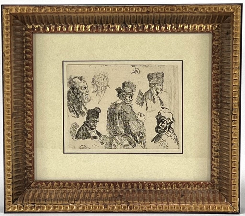 1062. Ets, Rembrandt van Rijn, ca. 1845, Ophalen, 1800 - 1899, Ets, Portret
