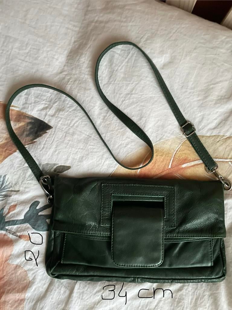 Leren schouder/ envelop tas zgan, Ophalen of Verzenden, Zo goed als nieuw, Groen, Schoudertasje
