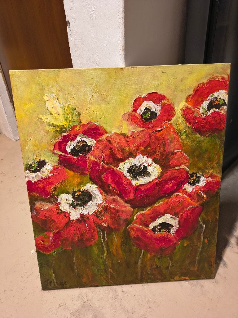 Klaprozen olieverfschilderij, Ophalen
