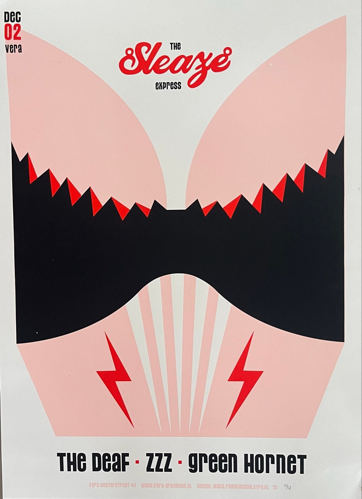 Concertposter Vera Groningen - o.a. The Deaf, Ophalen of Verzenden, Zeefdruk, Overige technieken, Genummerd