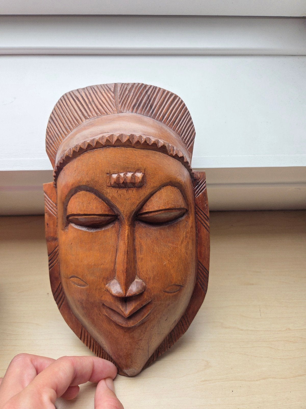 Handgesneden houten masker - Afrikaanse stijl, Ophalen of Verzenden