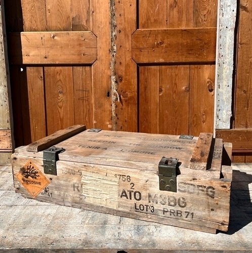 Houten kist legerkist munitie 68 x 32 x 19 origineel, Overige houtsoorten, Minder dan 50 cm, Gebruikt, 50 tot 100 cm