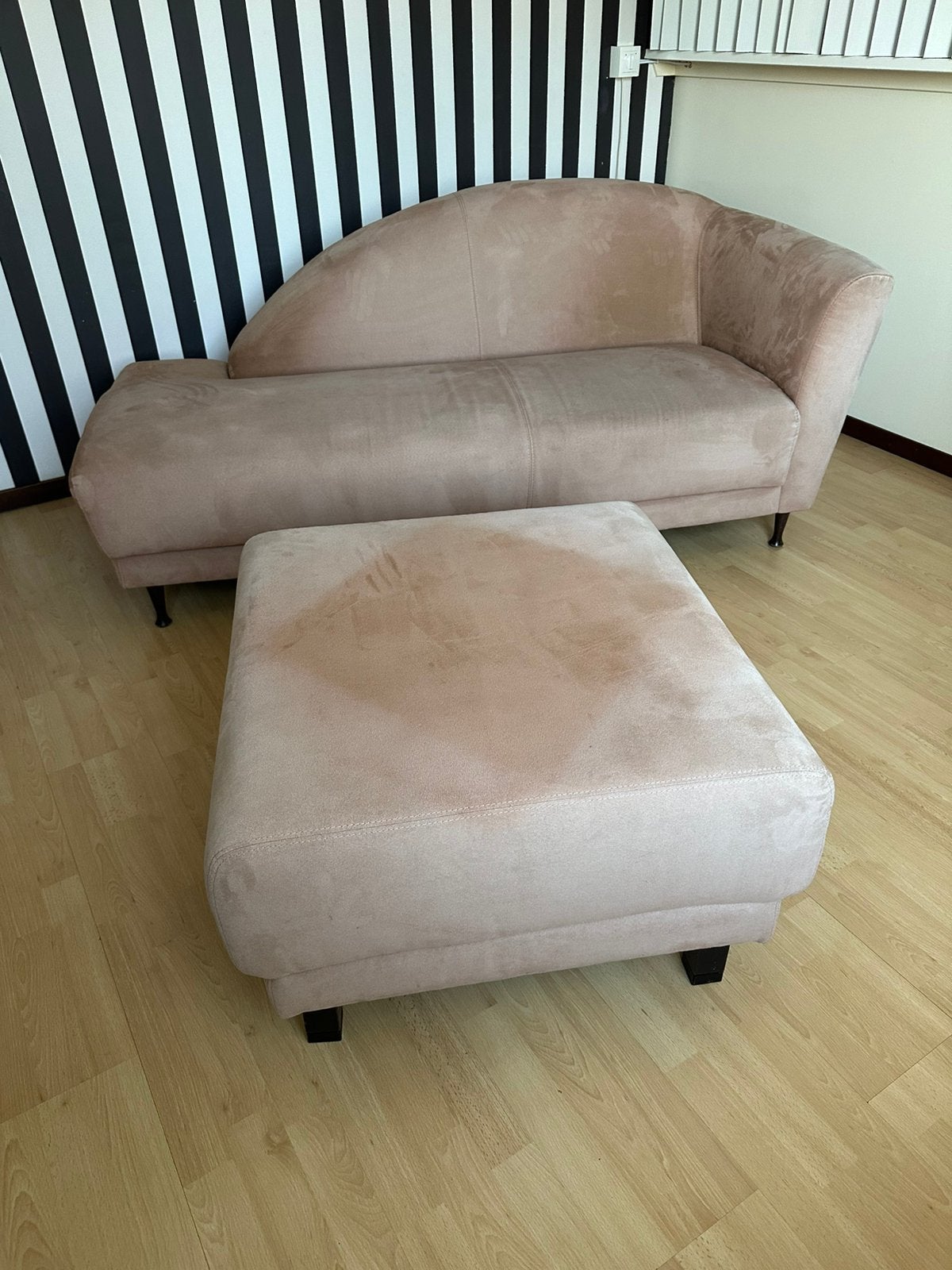hocker voetenbank poef Montara vleug stof beige H45xB72xD72, Ophalen, Gebruikt, Overige materialen, 50 tot 75 cm