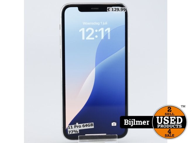 iPhone 11 Pro 64GB Wit Batt 77%, Telecommunicatie, Mobiele telefoons | Apple iPhone, Apple, Zo goed als nieuw, Support@apple.com