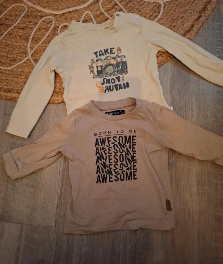 Noppies & Baby Blue longsleeves maat 74 (valt als), Kinderen en Baby's, Babykleding | Maat 80, Noppies, Baby Blue, Ophalen of Verzenden