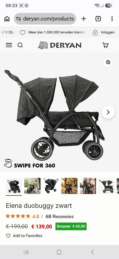 Deryan kinderwagen, Kinderen en Baby's, Kinderwagens en Combinaties, Gebruikt, Duowagen, Ophalen, Kinderwagen