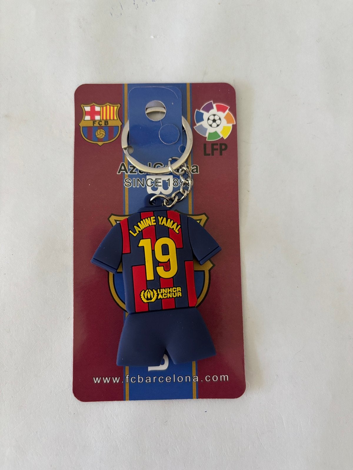 Lamine Yamal sleutelhanger shirt - FC Barcelona, Ophalen of Verzenden, Nieuw, Buitenlandse clubs, Beeldje of Poppetje