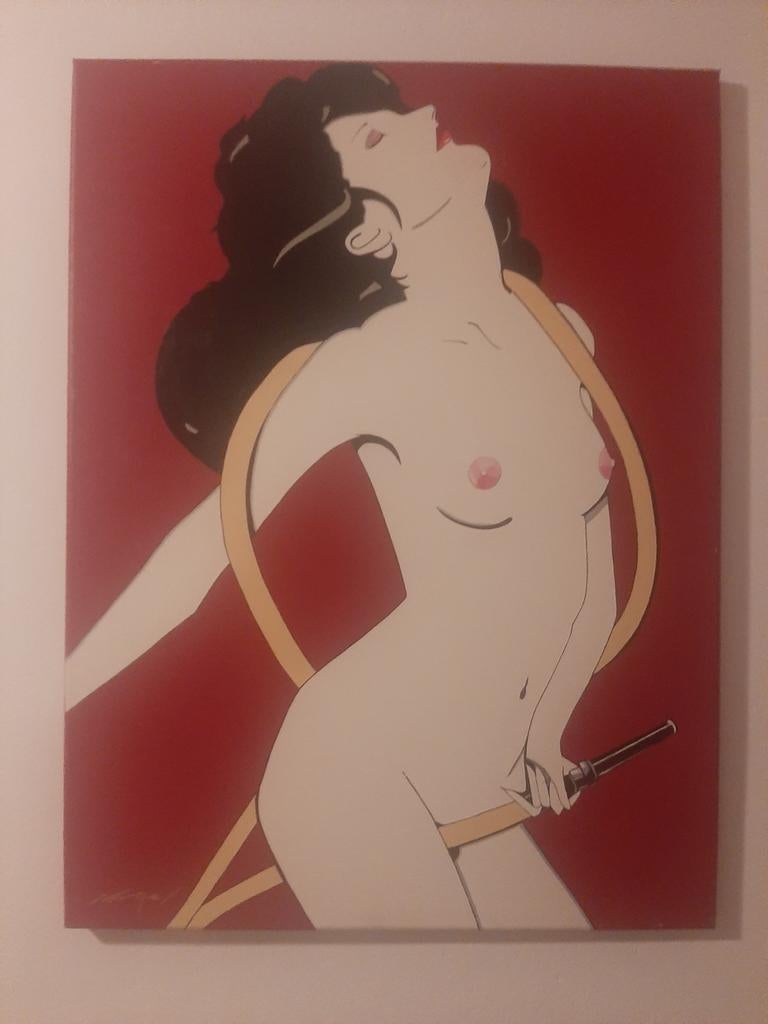 Vrouw met hoepel - Schilderij, Antiek en Kunst, Ophalen of Verzenden