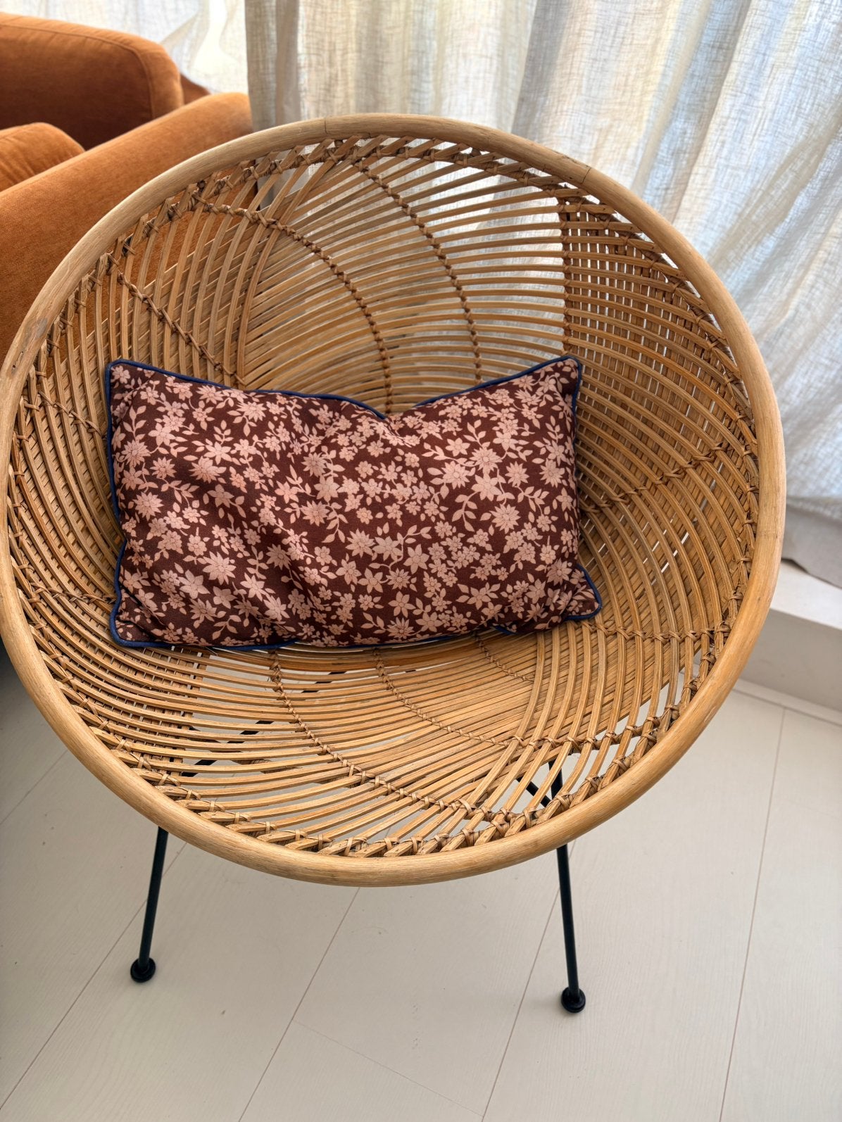 Hk living rattan ball fauteuil, Ophalen of Verzenden, Zo goed als nieuw, Bruin, Eén