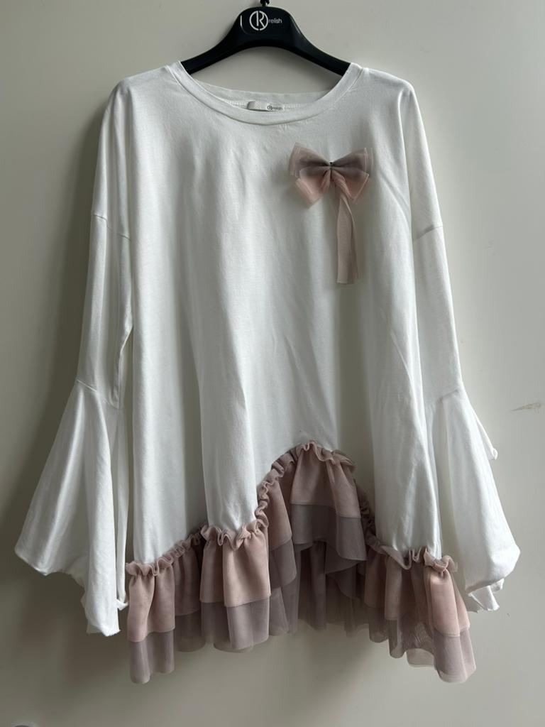 RELISH losvallende top met tule mt L, Kleding | Dames, Tops, Maat 38/40 (M), Italie, -, Verzenden