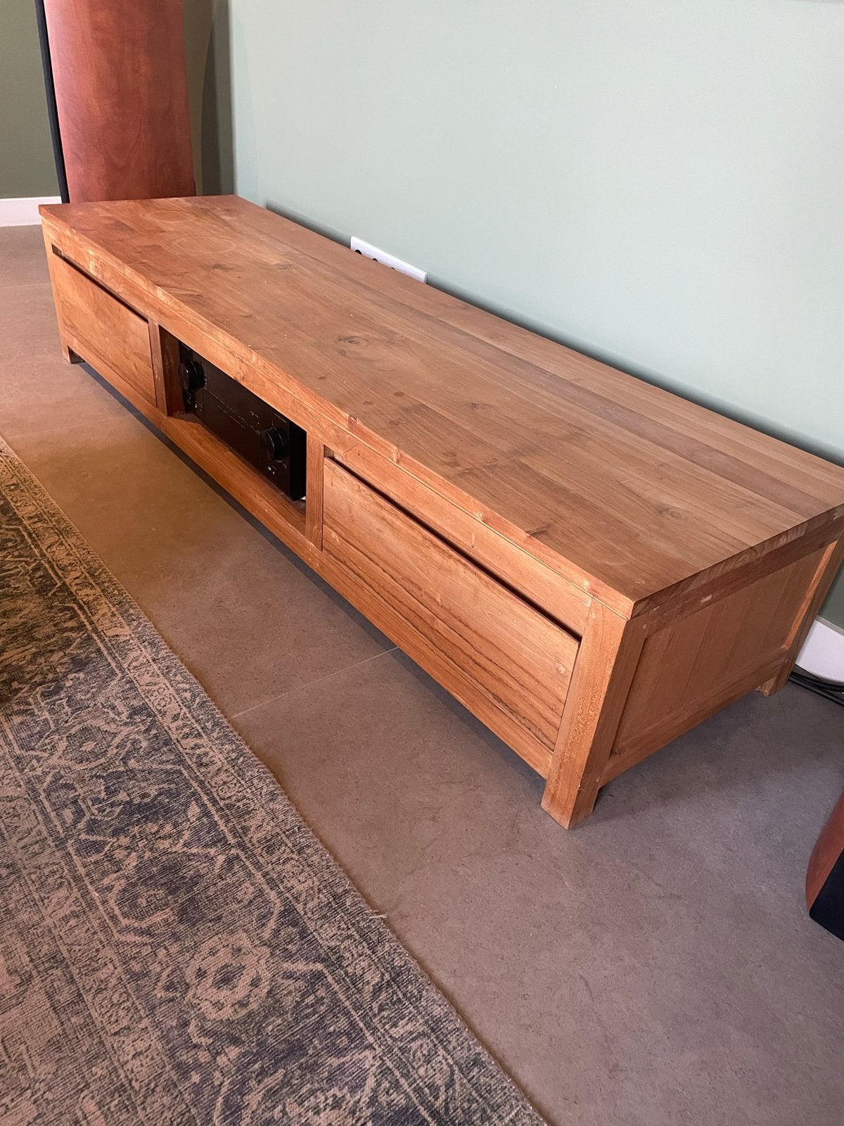 Teakhouten TV-meubel met lades - 181x50x37 cm, Ophalen, Gebruikt, 150 tot 200 cm, Teakhout