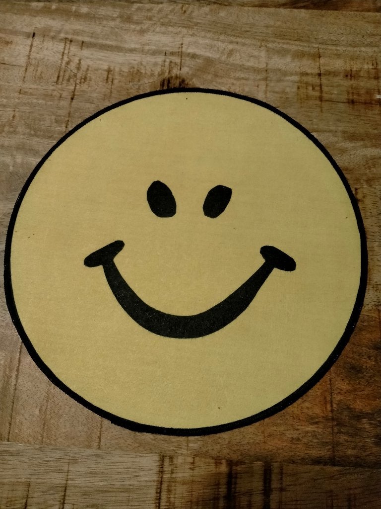 Smiley glimlach vintage hippie backpatch back patch embleem, Ophalen of Verzenden, Gebruikt, Overige typen
