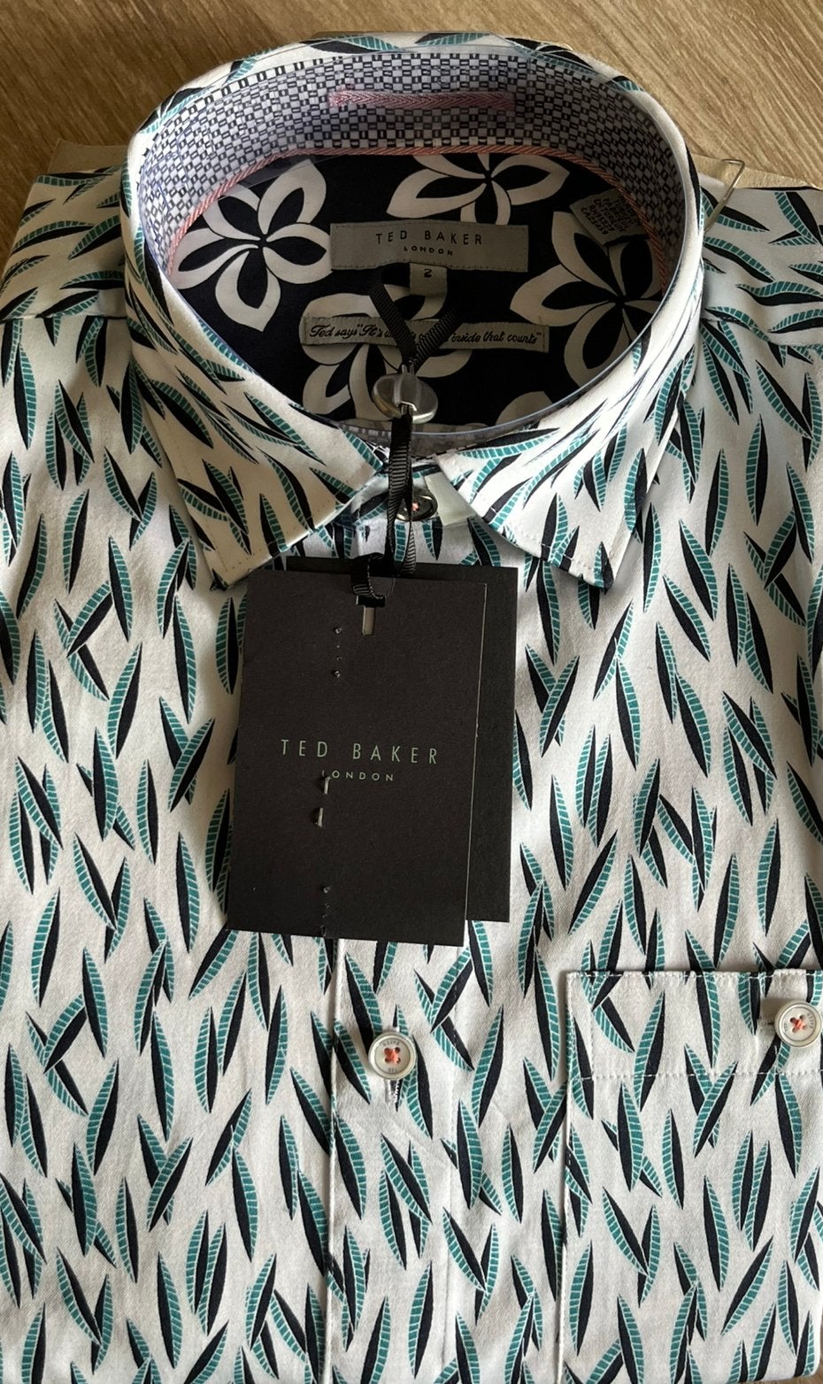 Ted Baker korte mouw overhemd, maat 2(S), nieuw, wvp €115,00, Kleding | Heren, Overhemden, Ted Baker, Overige kleuren, Halswijdte 38 (S) of kleiner
