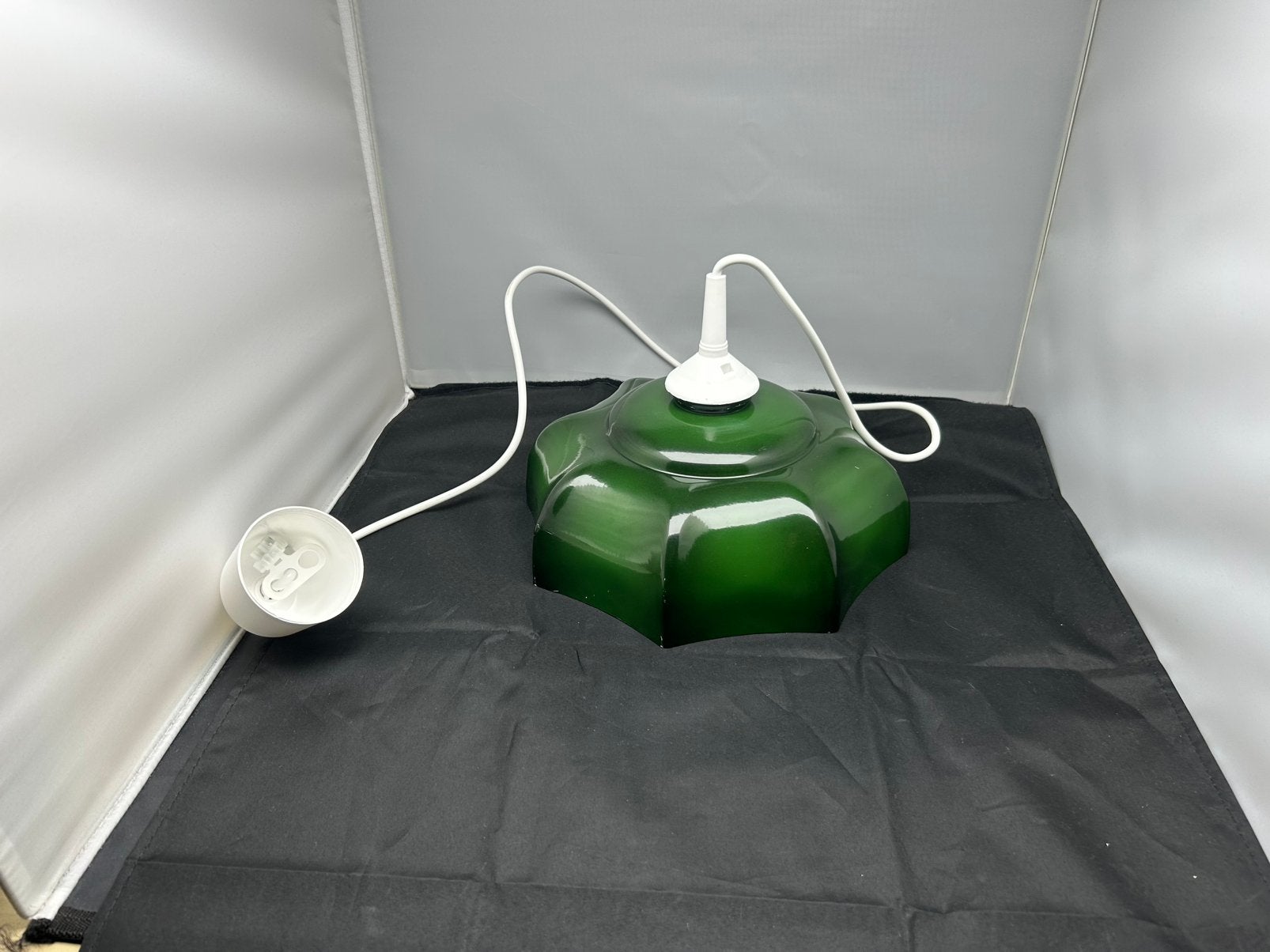 Vintage groene kunststof hanglamp | Jaren 60 70 retro, Ophalen, Zo goed als nieuw, Kunststof