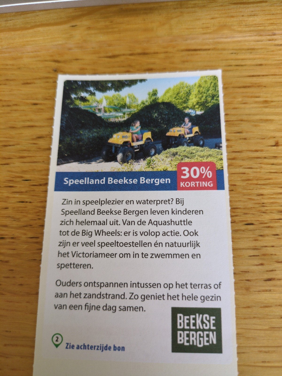 Kortingsbon voor Speelland Beekse Bergen 30 % korting, Drie personen of meer, Kortingskaart