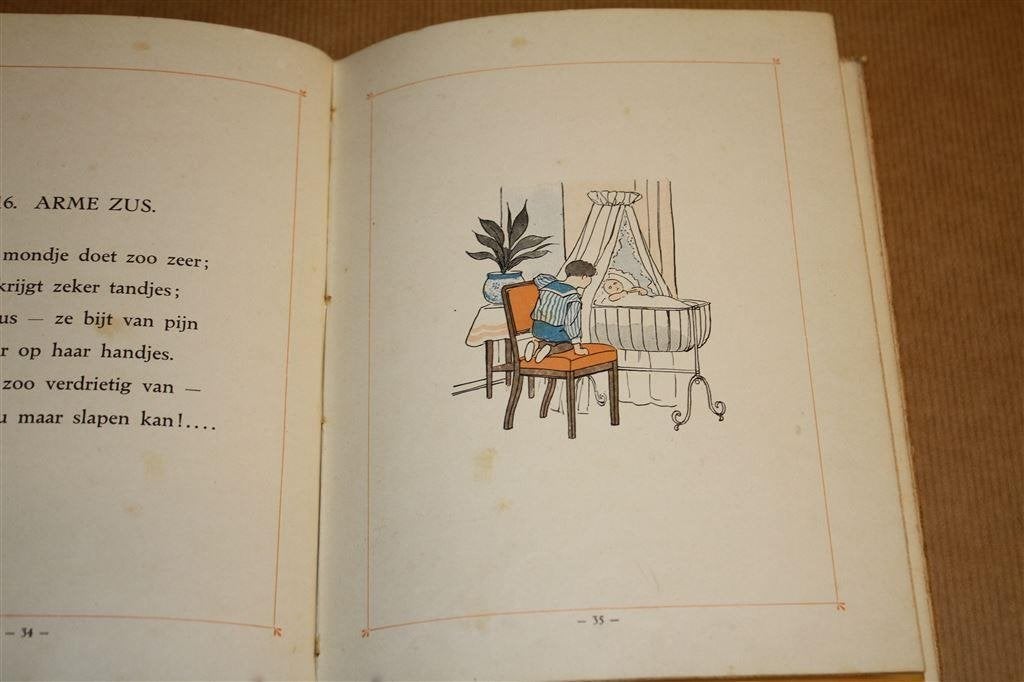 Een boek vol versjes en mooie prentjes. Abramsz. ca. 1915., Ophalen of Verzenden, Gelezen