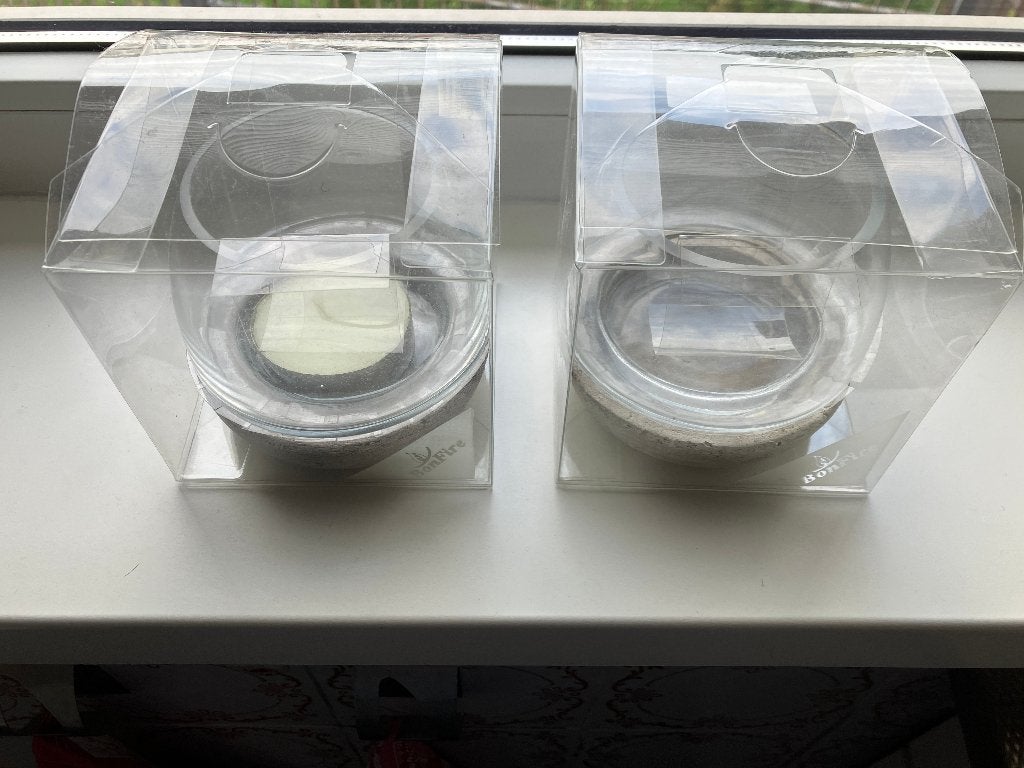 kaarsenhouder kaars standaard steen met glas (2 stuks) NIEUW, Windlicht, Nieuw, Ophalen of Verzenden, Glas