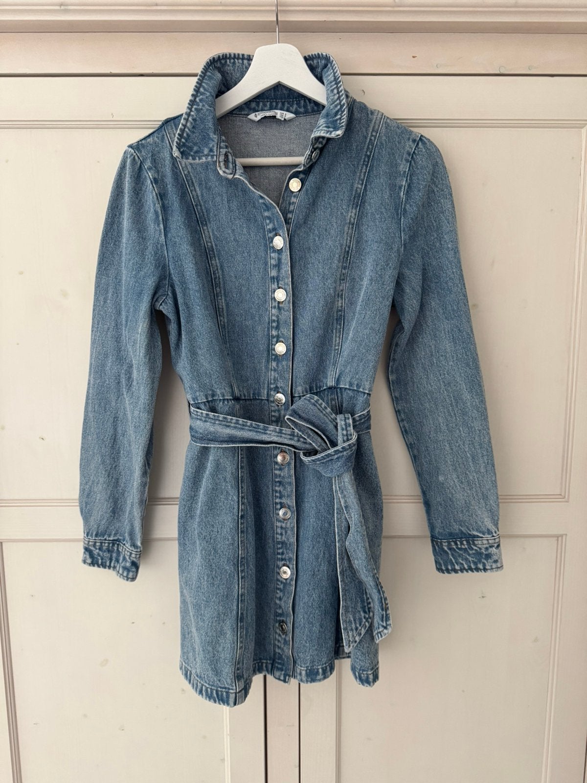 Denim dames jurk Stradivarius blauw maat S, Blauw, Ophalen of Verzenden, Zo goed als nieuw, Maat 36 (S)
