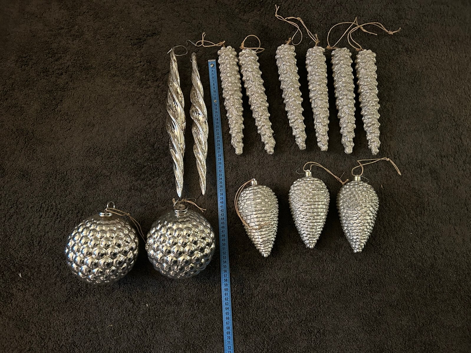 Luxe brocante zilver kleurige kerst ornementen, Diversen, Ophalen, Zo goed als nieuw