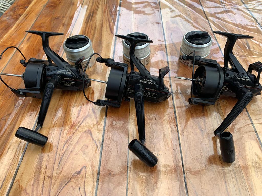 3 shimano 6500 baitrunner nette staat, Watersport en Boten, Ophalen, Zo goed als nieuw, Molen