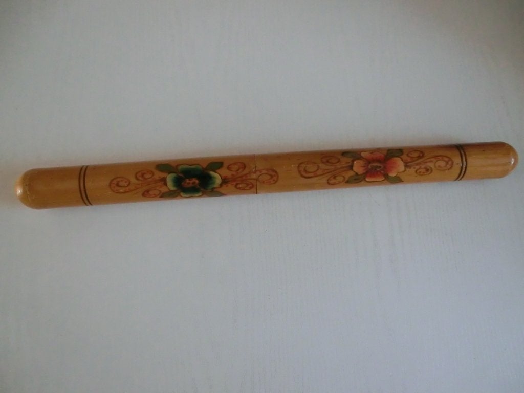 Vintage houten breinaaldenkoker, Ophalen, Gebruikt, Breien, Overige typen