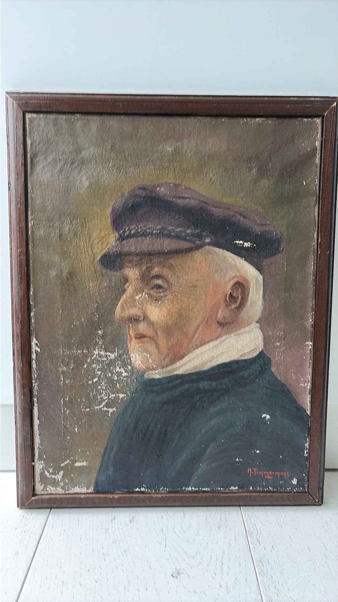 Olieverf portret (A. Timmermans), Doek, Portret of Personen, Realistisch, Ophalen of Verzenden