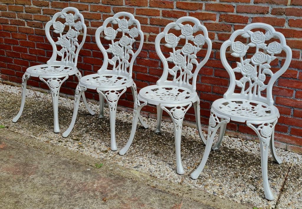 Gezellige nieuwe grijze Bistrostoeltjes / tuinstoeltjes., Tuin en Terras, Ophalen, Nieuw, Aluminium