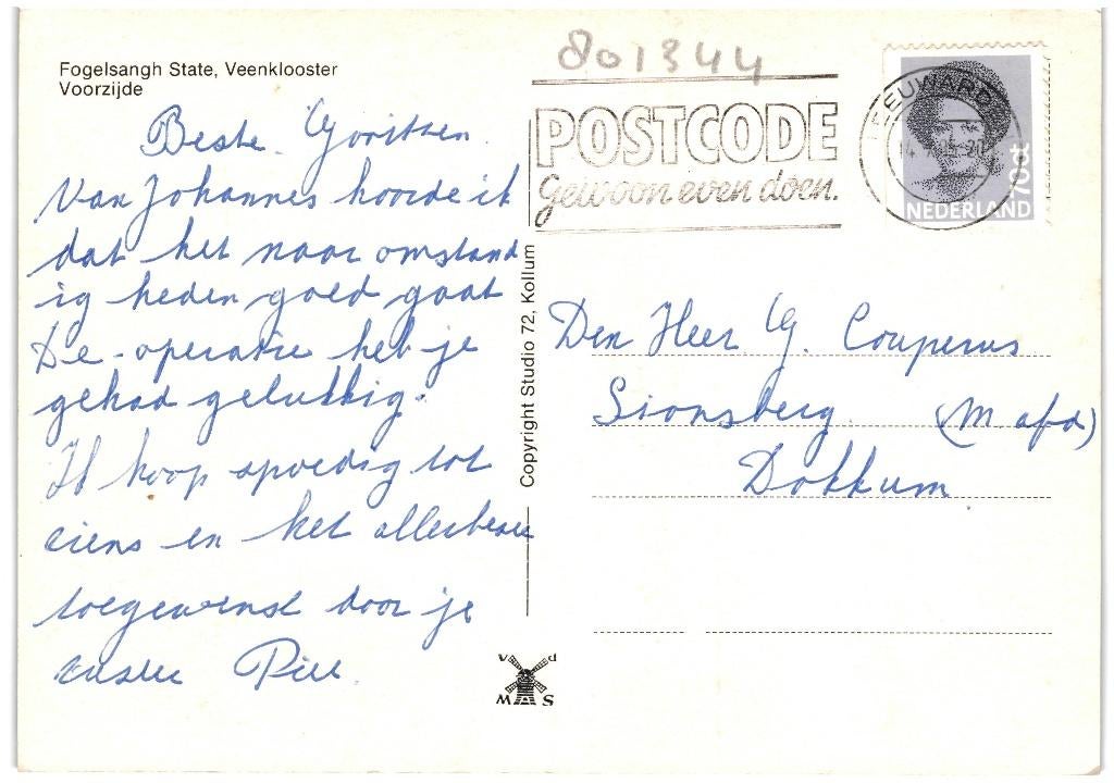 801344 Veenklooster 80+ Friesland Fogelsangh State Gelopen, Ophalen of Verzenden, 1980 tot heden, Gelopen, Friesland