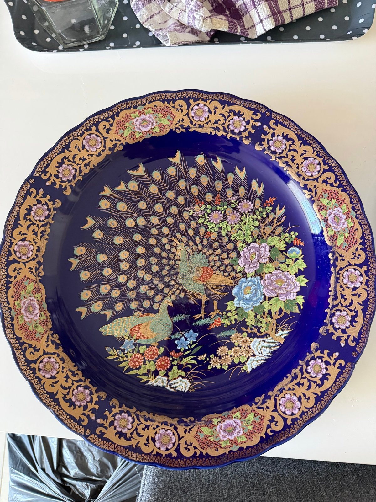 Decoratieve Oosterse Schaal met Pauwen en Bloemen, Antiek en Kunst, Ophalen