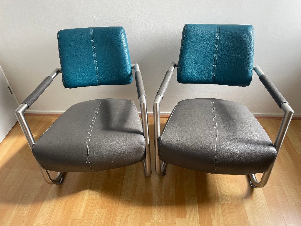 Set van 2 Xooon design fauteuils (leder look), Ophalen, Gebruikt, Minder dan 75 cm, Leer