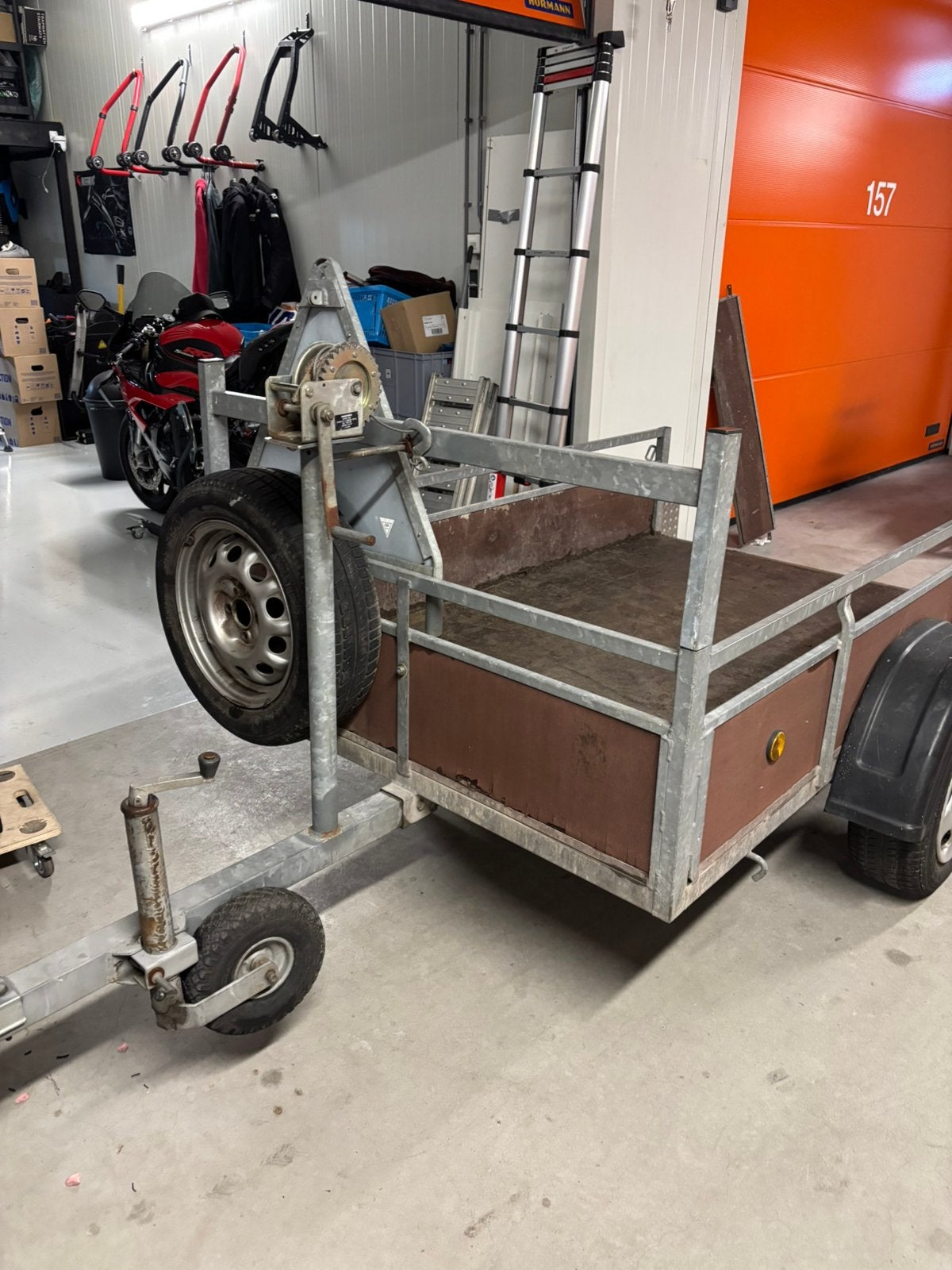 aanhanger met lier en reservewiel max. 750kg, Ophalen of Verzenden, Gebruikt