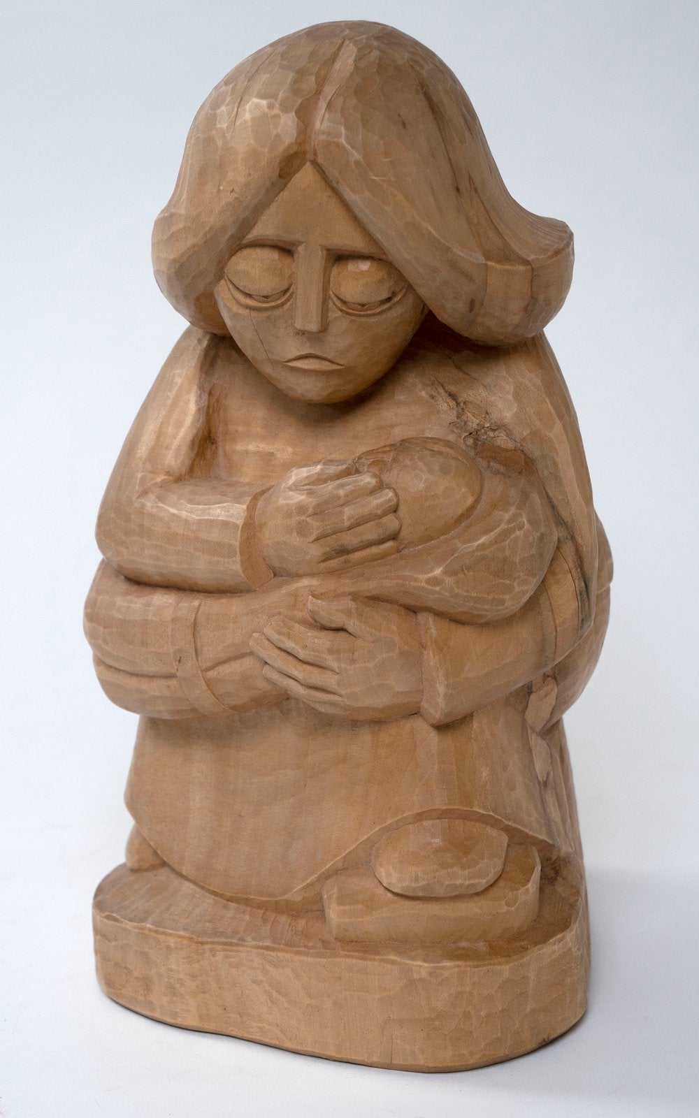 Origineel Pools houtsnijwerk “moeder en kind”, Ophalen of Verzenden, 20 - 50 cm, Beeld, Hout