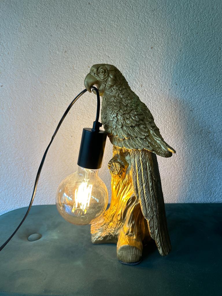 Gouden Papegaai Tafellamp met Edison Lamp, Ophalen of Verzenden, Gebruikt
