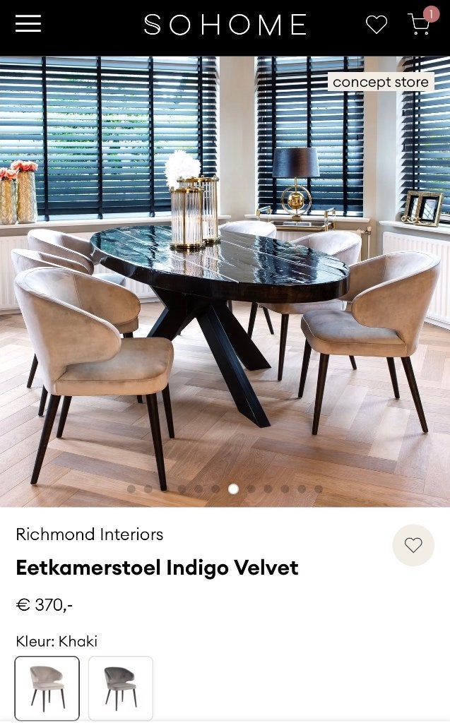6 Richmond Interieurs eetkamerstoelen, Huis en Inrichting, Stoelen, Ophalen, Zo goed als nieuw, Overige kleuren, Vijf, Zes of meer stoelen