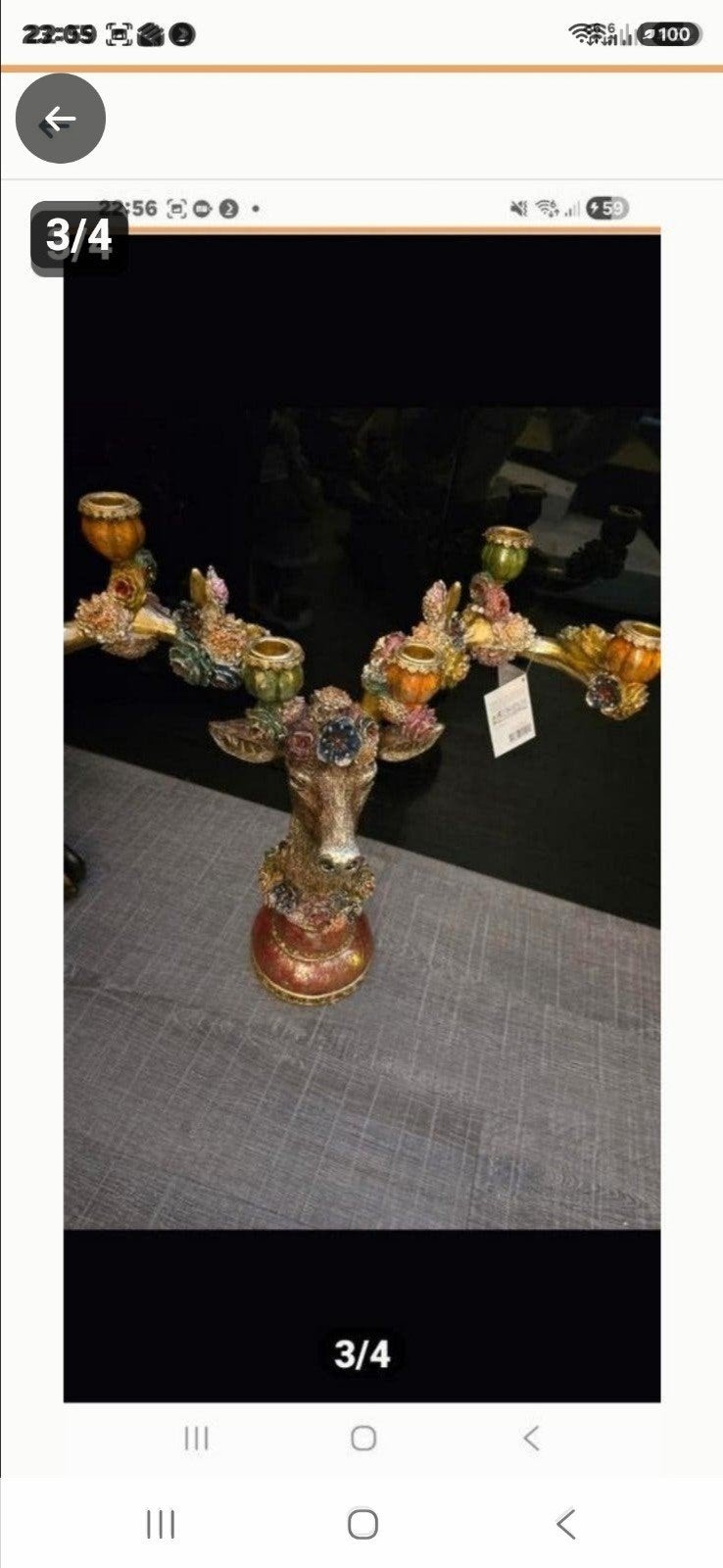 Decoratieve herten kandelaar met bloemendetails., Huis en Inrichting, Woonaccessoires | Kandelaars en Kaarsen, Ophalen, Nieuw