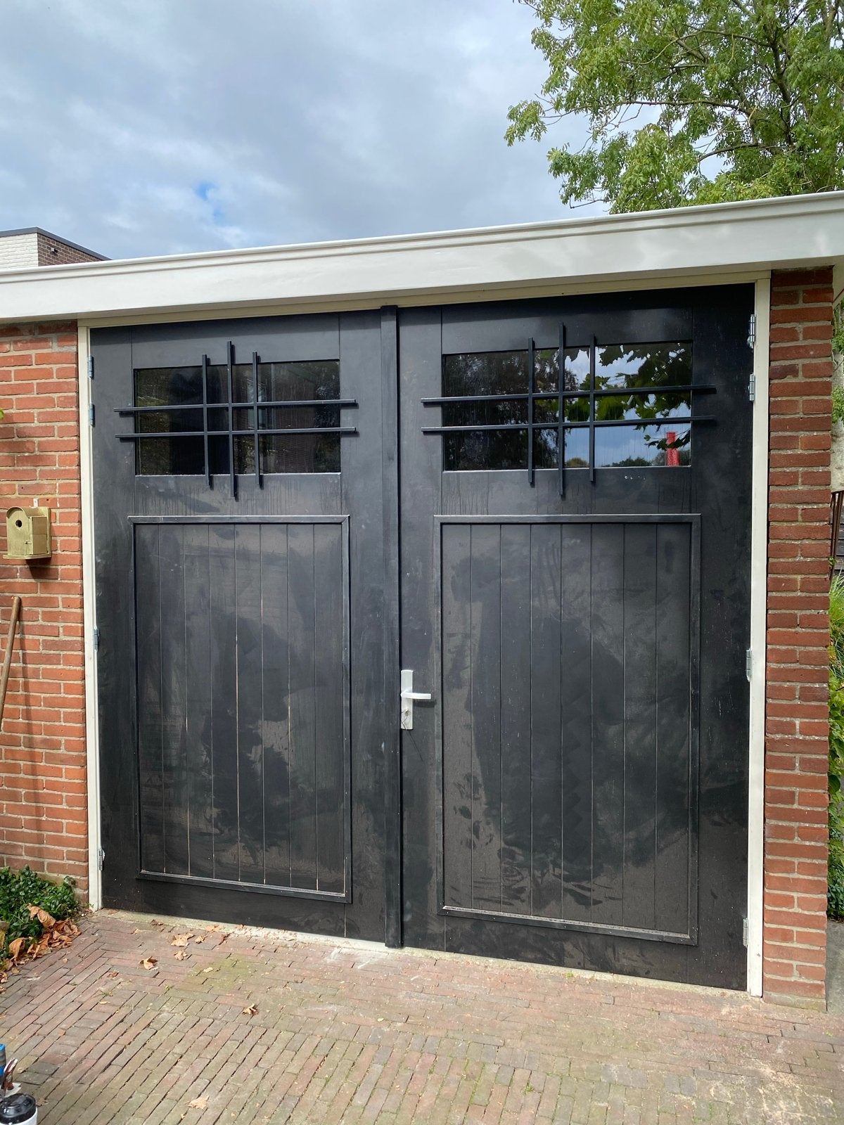 Houten Garagedeur met Glas, Ophalen of Verzenden, Gebruikt