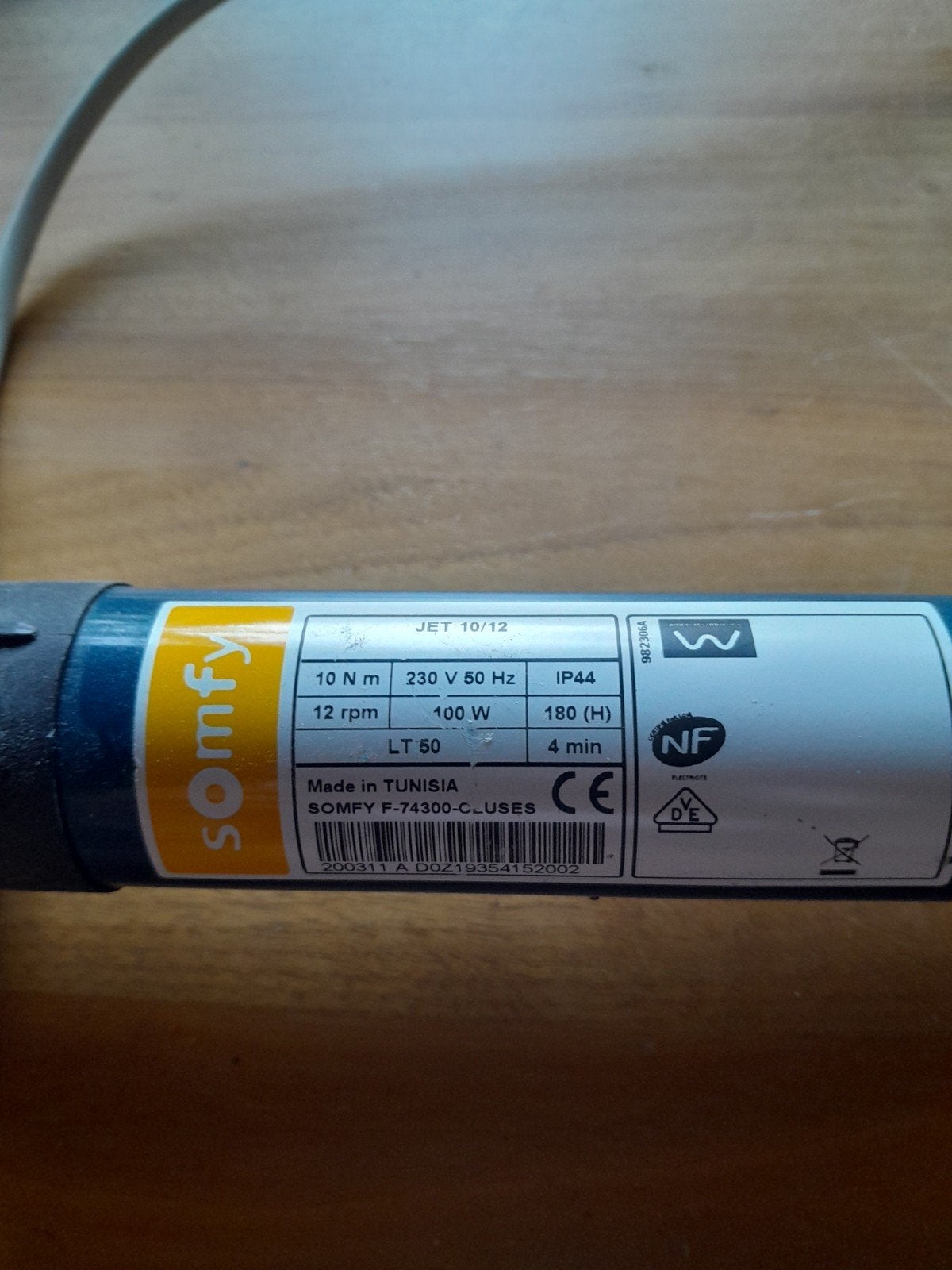 Somfy JET 10/12 buismotor voor rolluik/zonwering, Tuin en Terras, Zonneschermen, Ophalen, Zo goed als nieuw