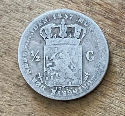 halve gulden 1857 Willem III, Postzegels en Munten, Munten | Nederland, Ophalen, ½ gulden, Koning Willem III, Zilver