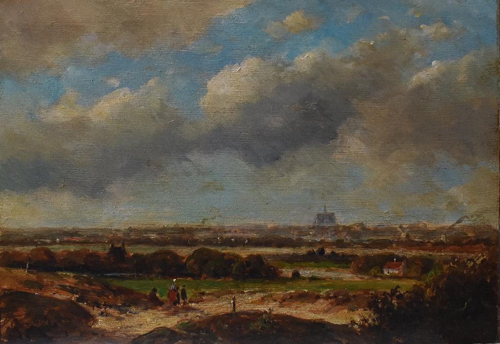 Panoramisch landschap Nederlandse school., Verzenden
