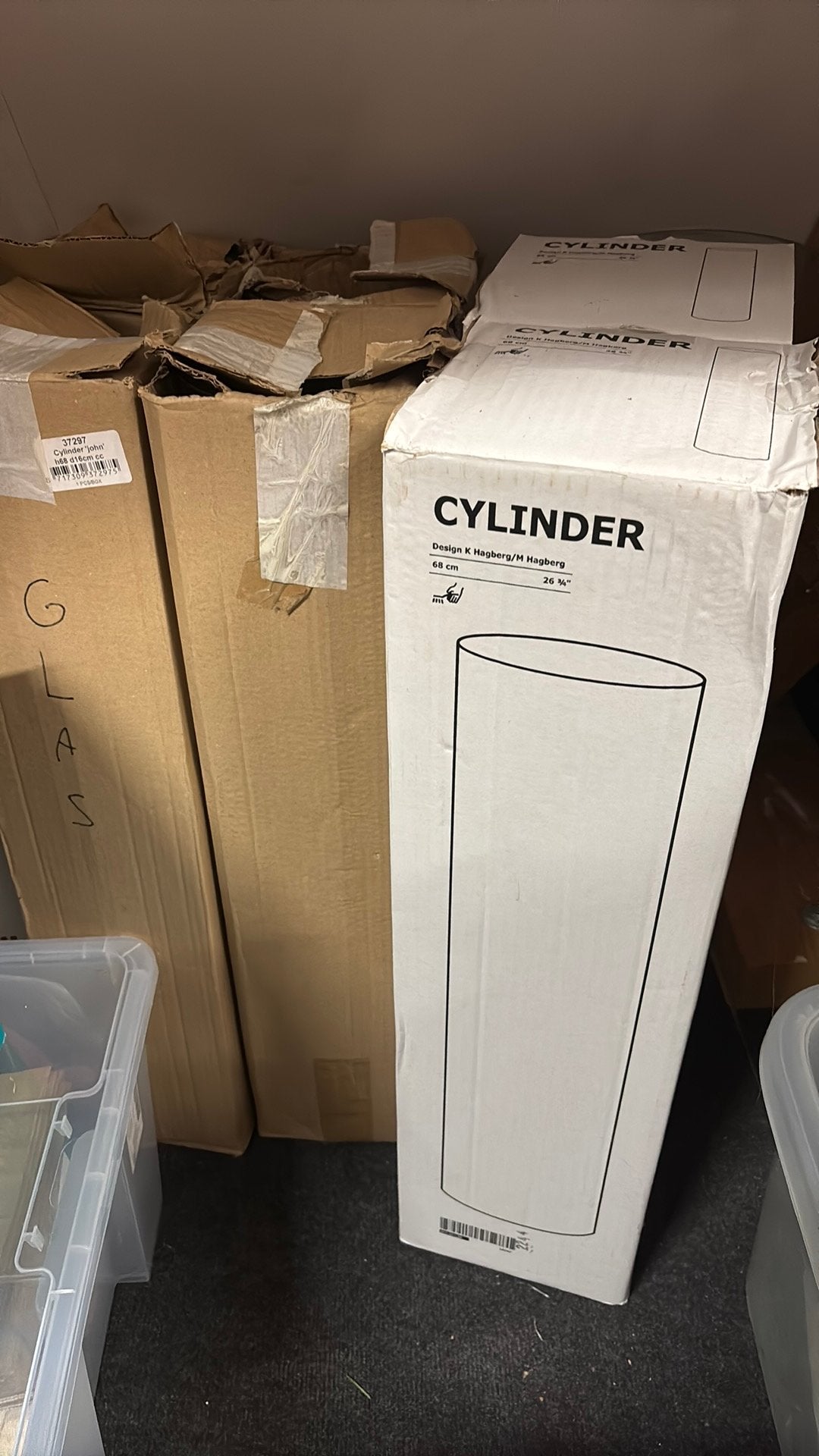 4 hoge cilindervazen, Ophalen, Zo goed als nieuw