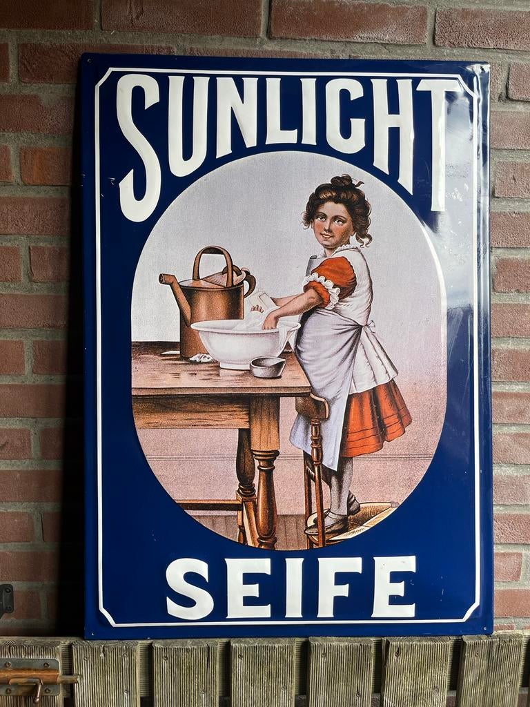 Groot Vintage Reclamebord Sunlight Zeep, Ophalen
