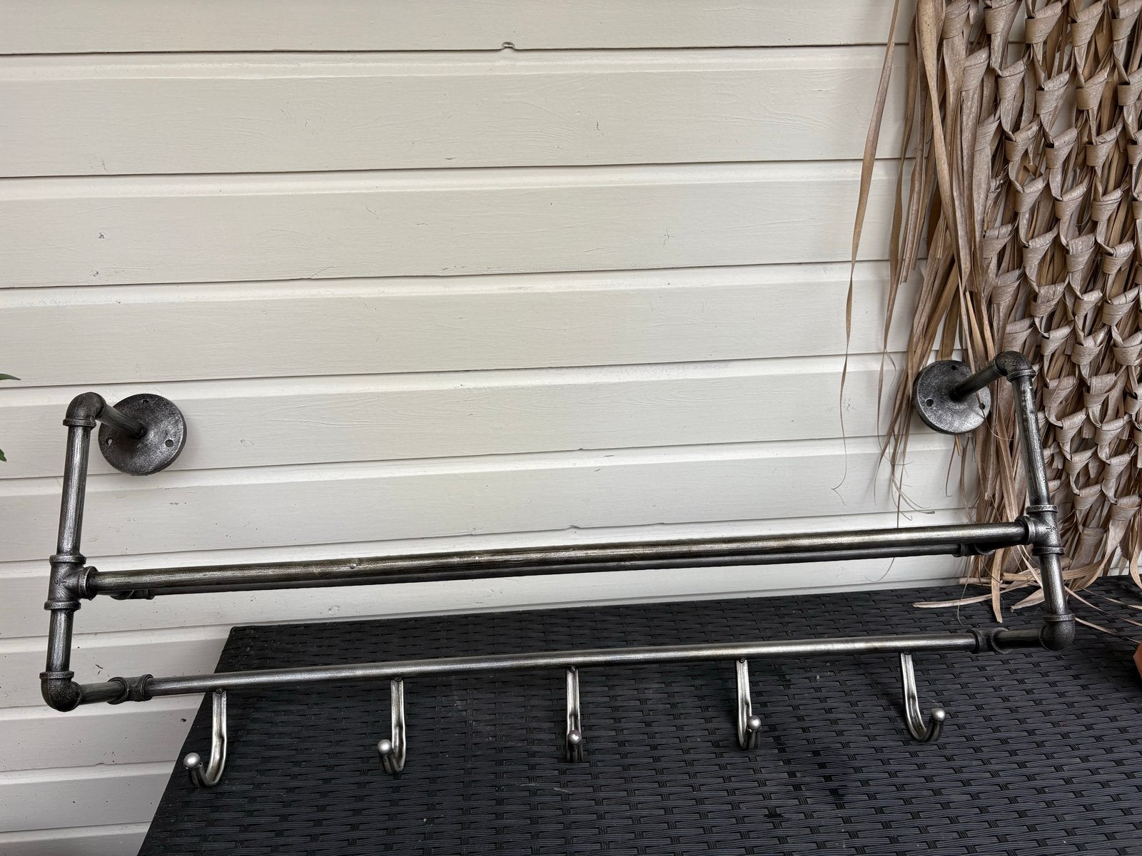 Industriële wandkapstok met haken, Wandkapstok, Gebruikt, Ophalen of Verzenden, Minder dan 100 cm