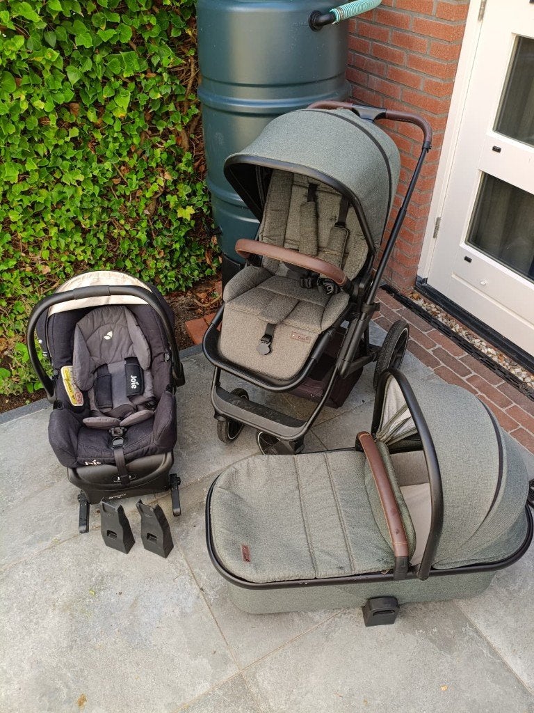 3-in-1 Kinderwagen Qute Q-rider groen ~ complete set, Zo goed als nieuw, Combiwagen, Verstelbare duwstang, Ophalen
